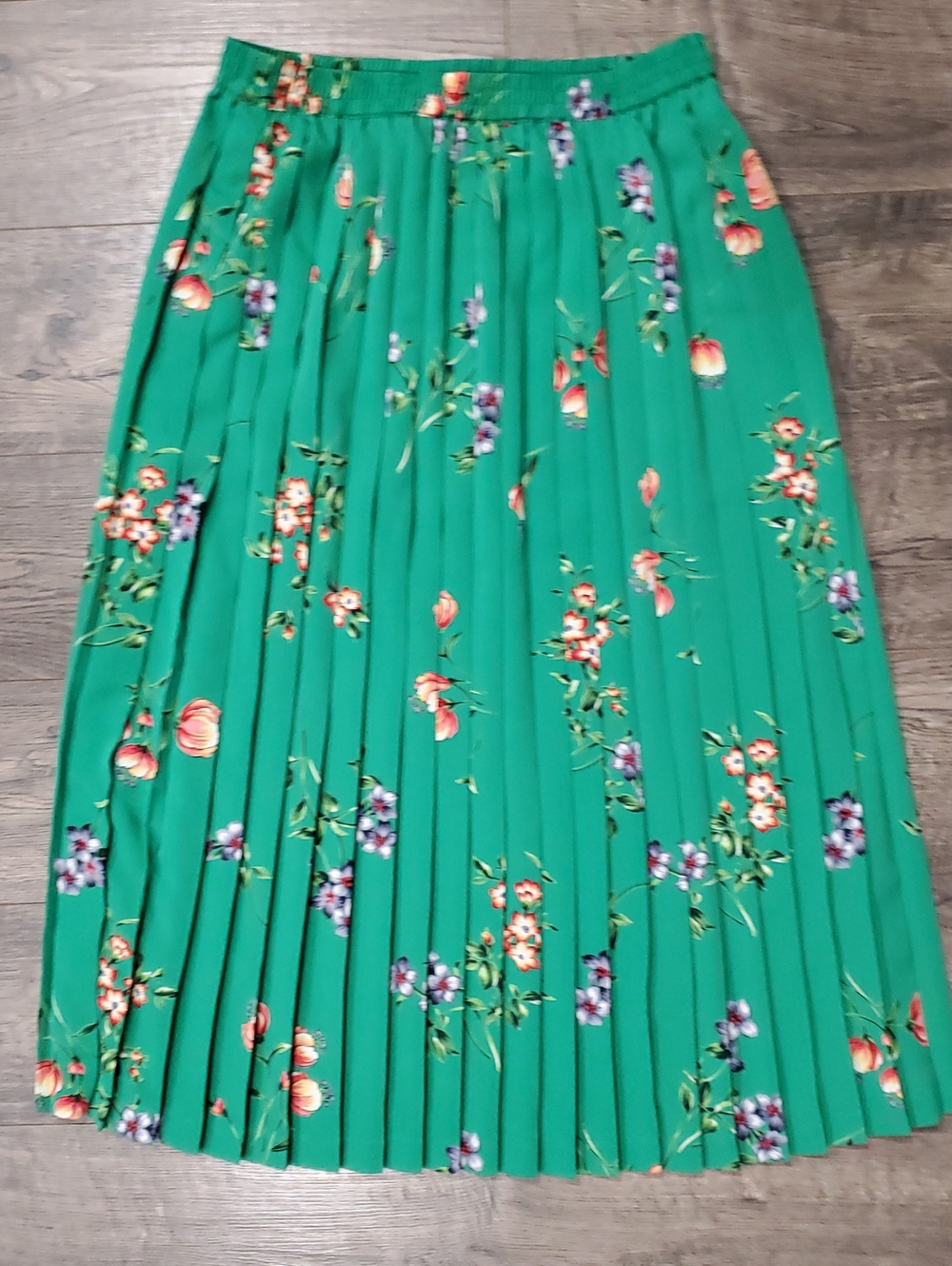 Alfred Dunner Emerald Green Floral Pleated Midi Skirt